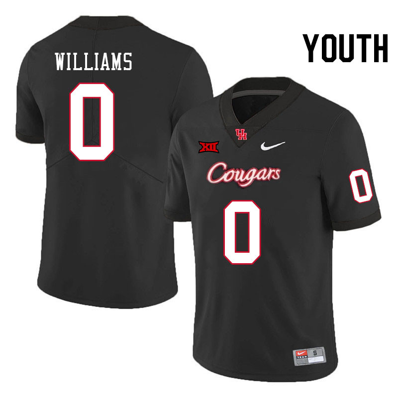 Youth #0 Sedrick Williams Houston Cougars Big 12 XII College Football Jerseys Stitched-Black - Click Image to Close